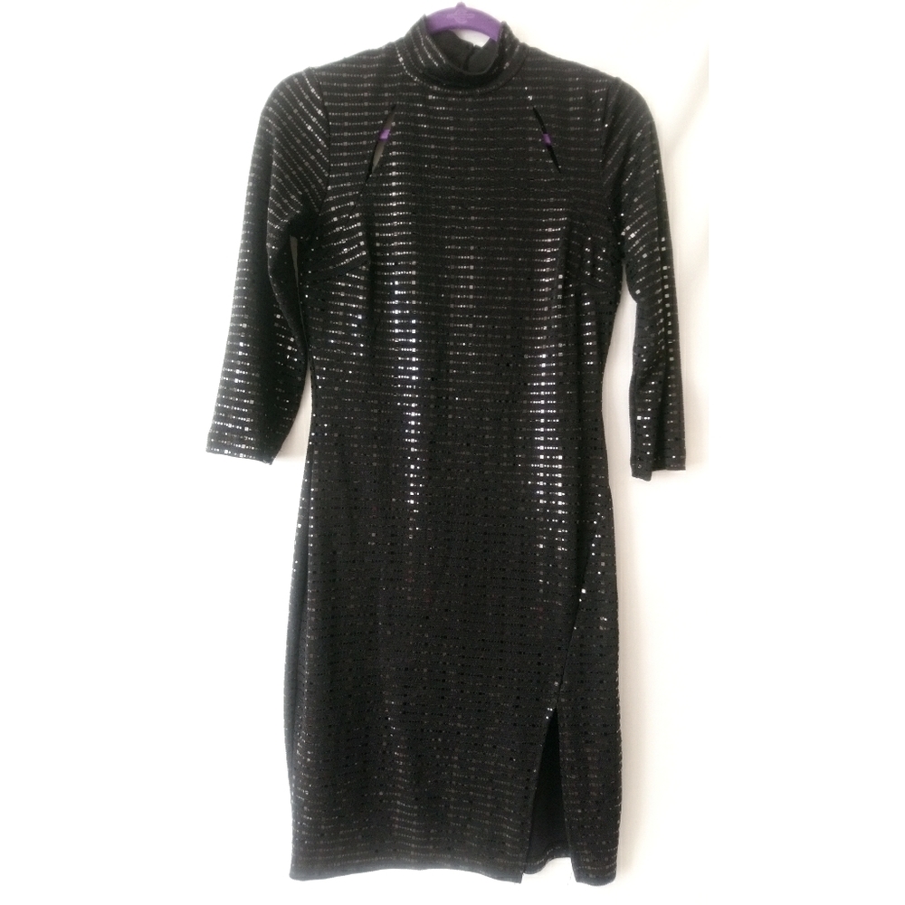 Enfocus studio liquid sequin side split dress